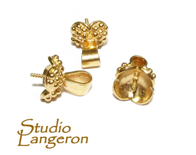 14K Yellow Gold Filled Large Screw Eye Pearl Component Mounting, gold filled bead caps, Jewelry making, Gold filled, bead caps - 1 piece
