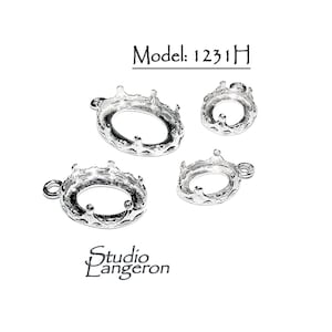 925 Sterling Silver Oval Bezel Cups, model 1231H, sizes 8x10 - 13x18mm, Bezel cup, Setting silver, Oval bezel cup, Jewelry making - 1 piece