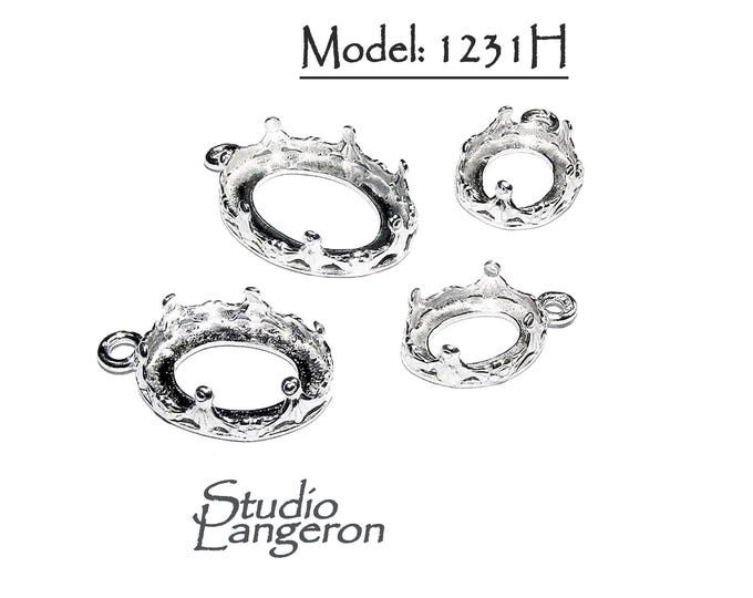 925 Sterling Silver Oval Bezel Cups, model 1231H, sizes 8x10 - 13x18mm, Bezel cup, Setting silver, Oval bezel cup, Jewelry making - 1 piece