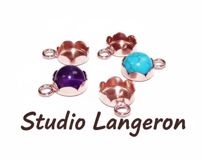 8 mm size 14K Rose gold filled Flower Bezel Cup, Bezel cup, Setting, Gold Filled bezel cup, Jewelry making, Mounting - 1 piece