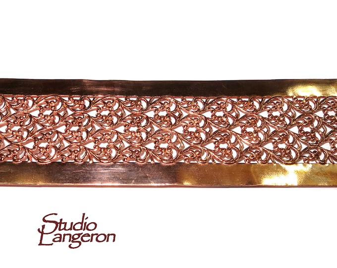 Natural Copper Bezel wire, Gallery wire, Gallery ribbon, Gallery pattern, Copper, Jewelry making, Setting, Copper wire  - 4 inch (10 cm)