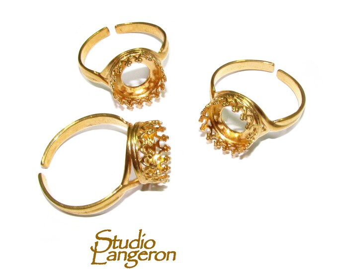 14K Yellow gold filled open blank ring with bezel cup 12 mm, base ring, Setting, bezel cup, jewelry making, ring gold filled - 1 piece