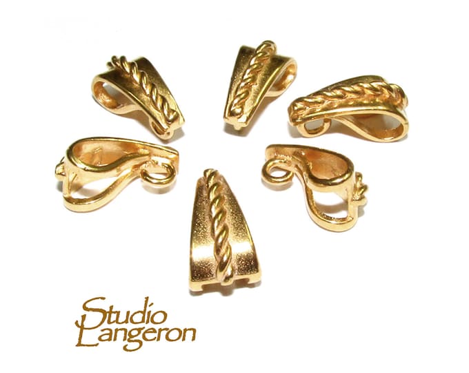 14K Yellow gold filled Swirl Design Pendant Bail, Bail with hook, Jewelry making, Bail, Bail gold filled, Bail finding - 1 piece