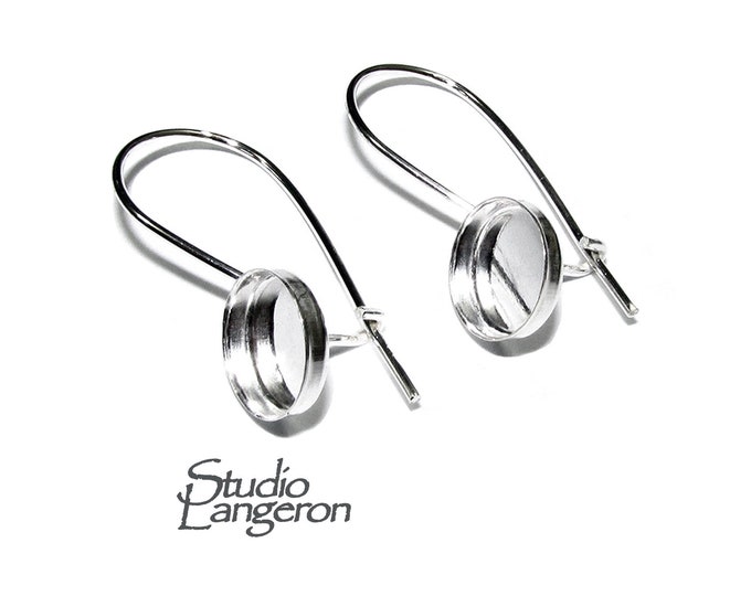 10 mm 925 sterling silver blank earrings, base earrings, bezel cup, Jewelry making, silver earrings, setting - 1 pair (2 piece)