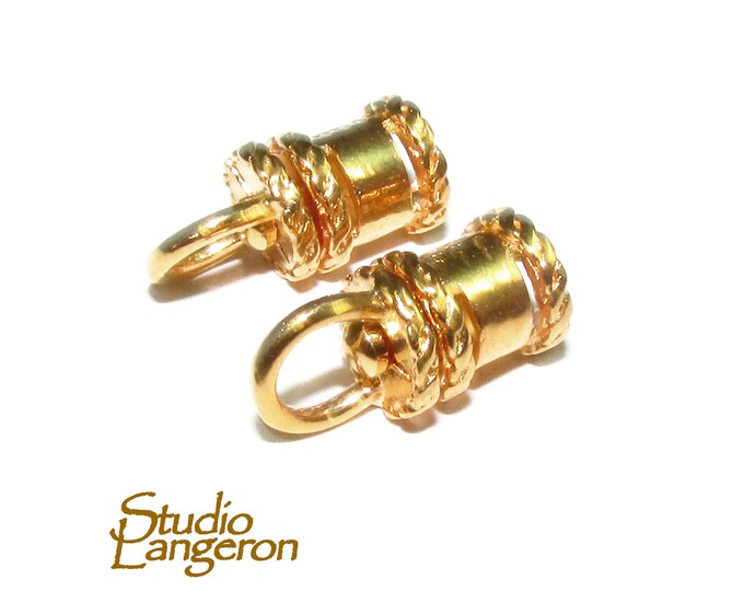 14K Yellow Gold filled Cord End Cap rotating size 4.0 mm, gold filled cap, end caps, jewelry making, cord, cord end caps - 1 pair (2 pieces)