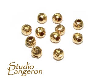 10 pcs 14K Yellow Gold filled Diamond cut Beads 3 mm, Diamond cut beads, Spacer Beads, Diamond cut, Gold filled beads, Jewelry making