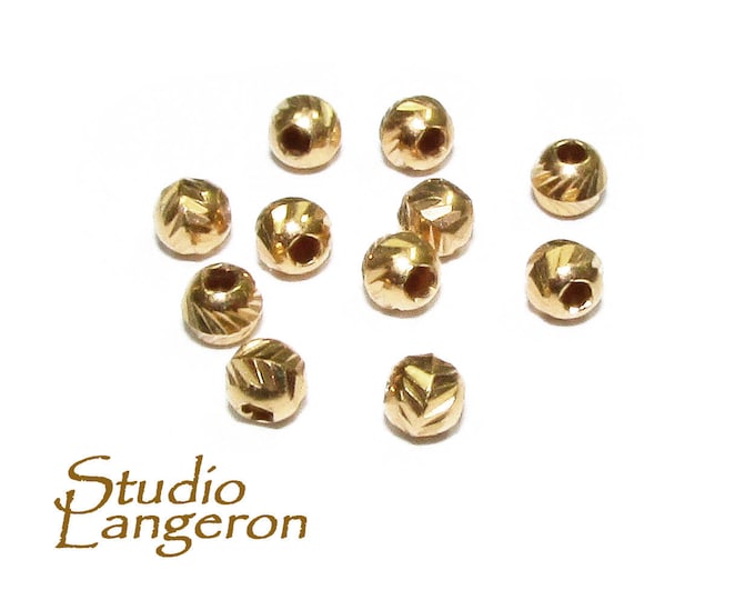 10 pcs 14K Yellow Gold filled Diamond cut Beads 2.5 mm, Beads, Diamond cut beads, Beads, Diamond cut, Gold filled beads, Jewelry making