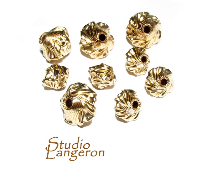 14K yellow gold filled decorative swirl beads size 8, 10mm, Gold filled beads, Jewelry making, Swirl beads, 14K Yellow Gold Filled - 1 piece