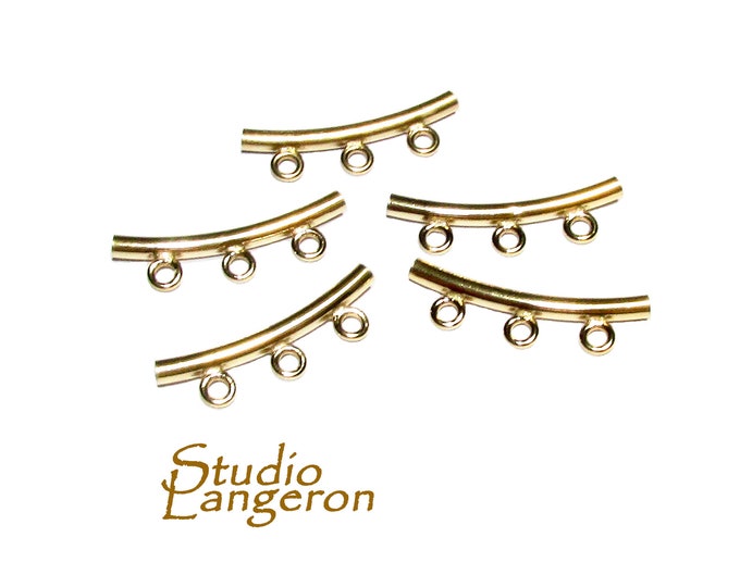 14K Gold Filled Tube Pendant Bail with Three Ring size 2x20 mm, tube pendant, tubes gold filled, Jewelry making, gold filled - 1 piece