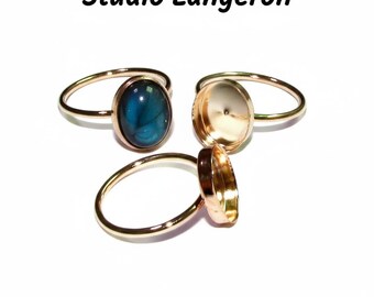14K Yellow gold filled blank ring with bezel cup 10x12 mm size 4 - 11, Base ring, Bezel cup, Setting, Jewelry making, Gold filled - 1 piece