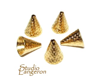 14K Gold Filled Large Bead Cones, Beading, Bead cone, Cones Gold filled, Jewelry making, End caps, Gold filled cone - 1 pair (2 pieces)