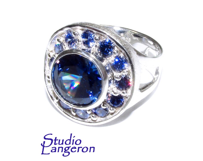 Statement Blue topaz ring 925 sterling silver size 8 1/2, handmade ring, single copy, silver ring, Blue topaz, gemstone, Blue ring