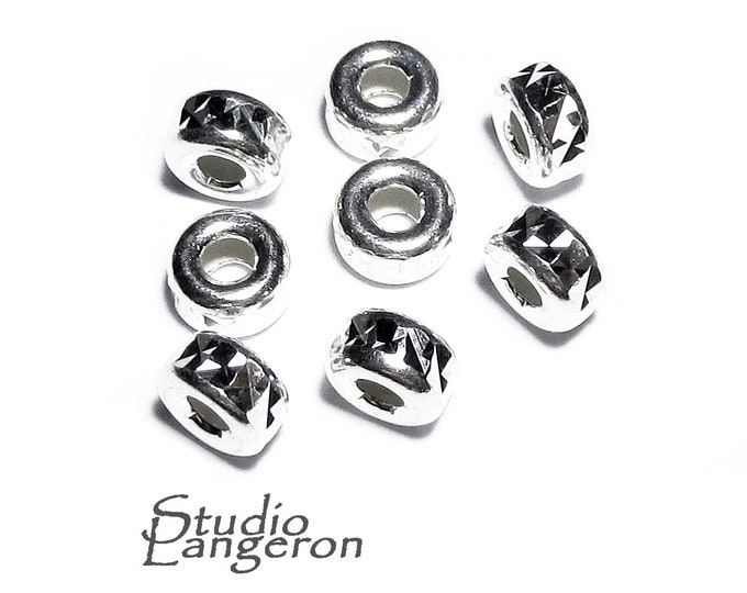 925 sterling silver diamond cut shiny rondelle beads sizes 3, 4, 5 mm, diamond cut beads, Jewelry making, rondelle beads, beads  - 1 piece