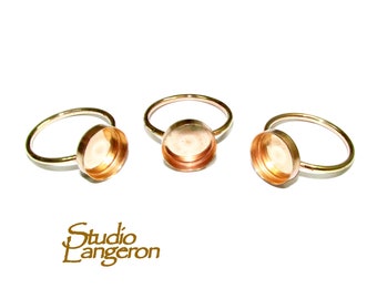 14K Yellow solid gold blank ring with bezel cup 10 mm size 4 - 10, Base ring, Solid gold ring, bezel cup, Jewelry making, Setting - 1 piece