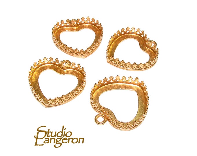14K Gold Filled small heart blank pendant with setting 16x18 mm, bezel cup, base pendant, Jewelry making, setting, gold filled - 1 piece