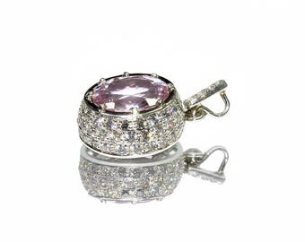 Rose and white topaz handmade pendant 925 sterling silver size 1.8x2.0 cm, Handmade pendant, Rose topaz, White topaz, Pendant gift