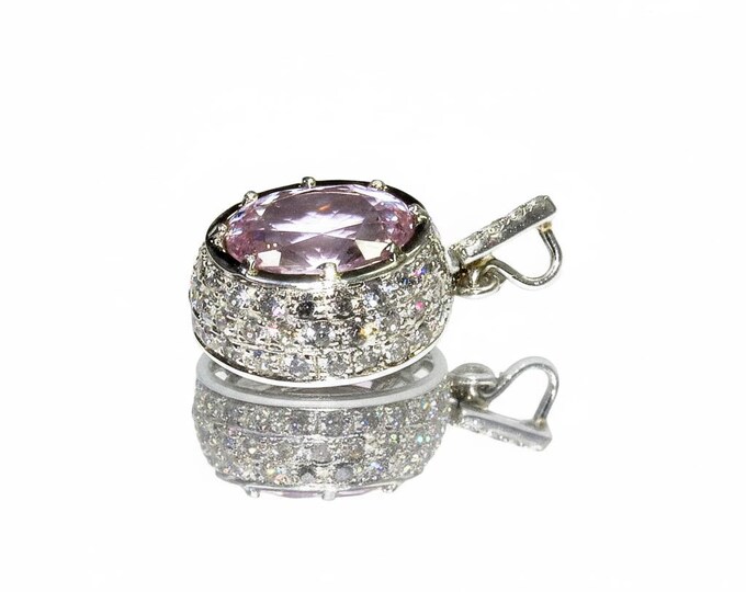 Rose and white topaz handmade pendant 925 sterling silver size 1.8x2.0 cm, Handmade pendant, Rose topaz, White topaz, Pendant gift