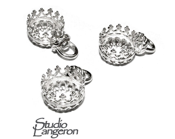925 sterling silver blank pendant for bead 8 mm, pendant silver, base pendant, bezel cup, setting, Jewelry making - 1 piece