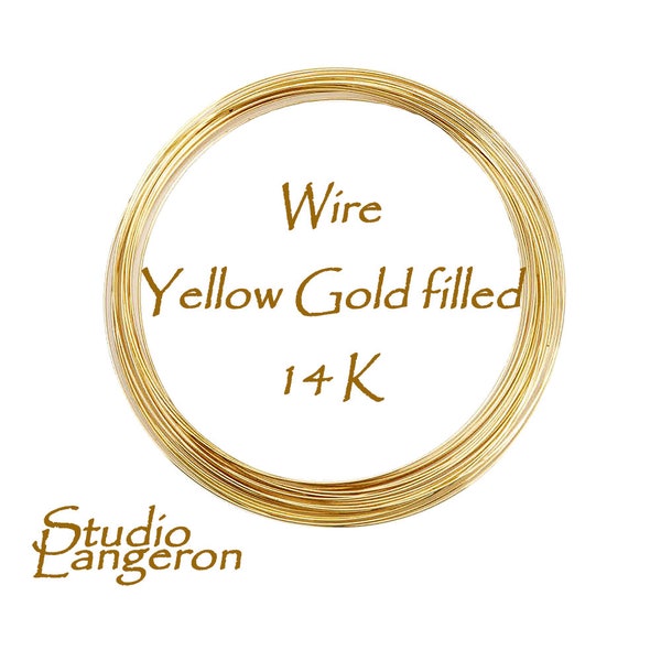 14/20 yellow Gold filled wire Thickness 30 - 13 GA, Gold Filled wire, Gold filled, Half-Hard wire, Jewelry making – 1 meter (3.30 ft)