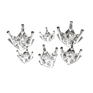 925 Sterling Silver Round 4-Prong butterfly Settings size 5, 6, 8, 10, mm, Silver round prong setting, Jewelry making, Settings 1 piece image 2