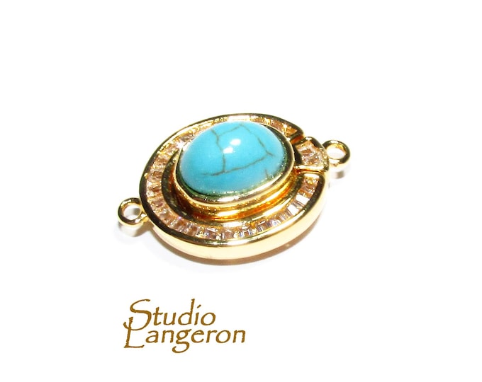 14K Yellow gold filled Magnetic Clasps with turquoise size 18.5x13.0mm, Magnetic clasps, Jewelry making, Gold filled clasp - 1 piece