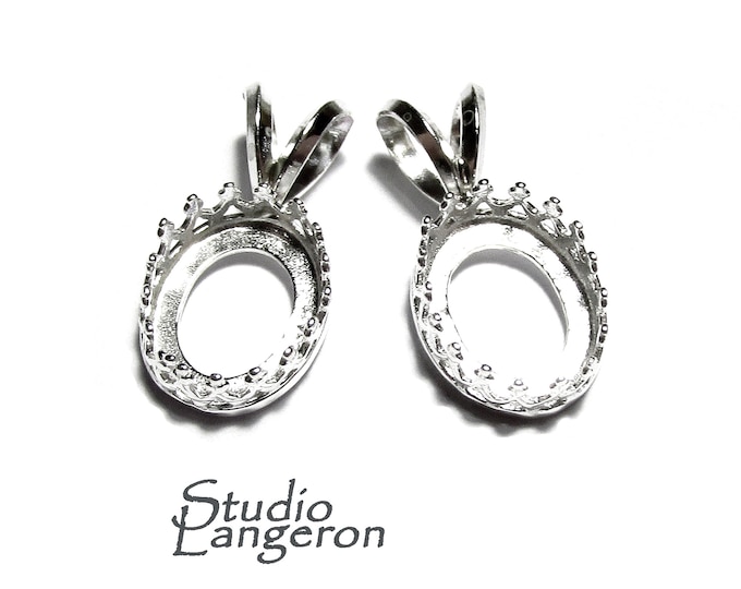 8x10 mm size 925 Sterling Silver blank pendant, Bezel cup, Jewelry making, Setting, Oval bezel cup, Base pendant, Silver pendant - 1 piece