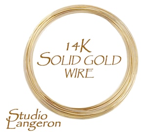 14K solid yellow gold wire 32-15 gauge Half-Hard, Gold wire, Jewelry making, 14K solid gold, Solid gold wire, Gold findings – 4 inch (10 cm)