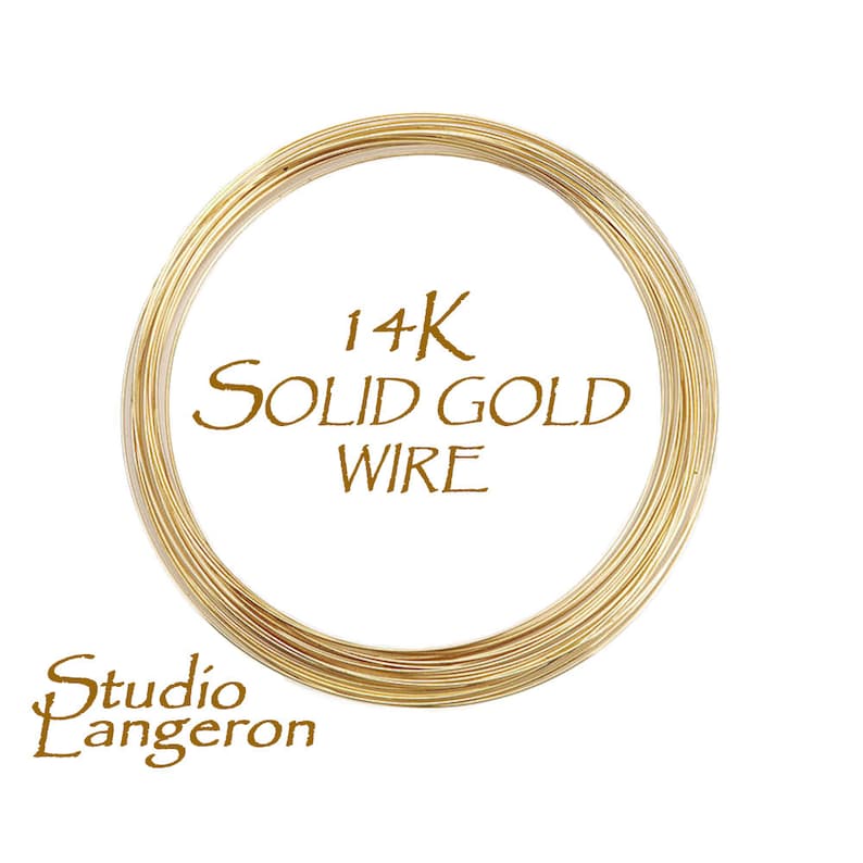 14K solid yellow gold wire 32-15 gauge Half-Hard, Gold wire, Jewelry making, 14K solid gold, Solid gold wire, Gold findings 4 inch 10 cm zdjęcie 1