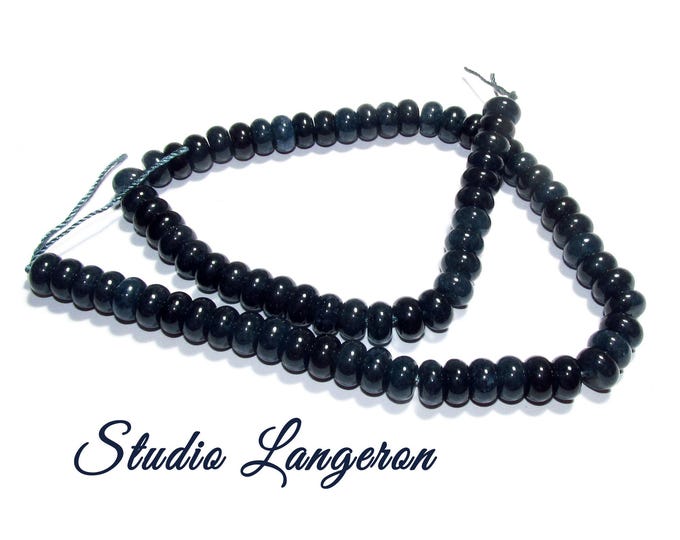 SALE!  Natural African Sapphire Beads Rondelle 5x8mm 1 strand 37cm long (About 73 beads), Natural Sapphire, Jewelry making - 1 strand