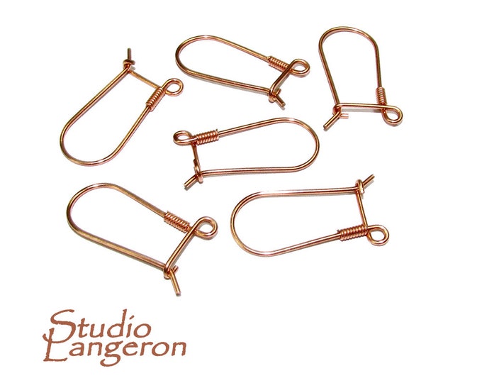 14K Rose Gold filled Kidney Ear Wire with Loop and Coil, Earrings gold filled, Rose Gold filled, Ear Kidney wire, Jewelry making - 1 pair