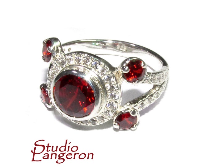 Statement Garnet ring 925 sterling silver size 8, Handmade ring, single copy, sterling silver, Garnet ring,  silver ring, red gemstone