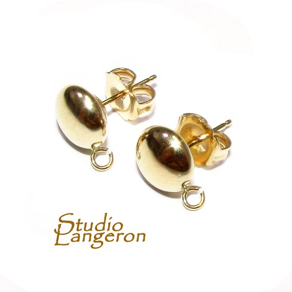 Boucles d'oreilles rondes en or massif 14 carats taille 6 mm avec anneau ouvert, Fabrication de bijoux, Boucles d'oreilles en or rondes - 1 paire (2 pièces)
