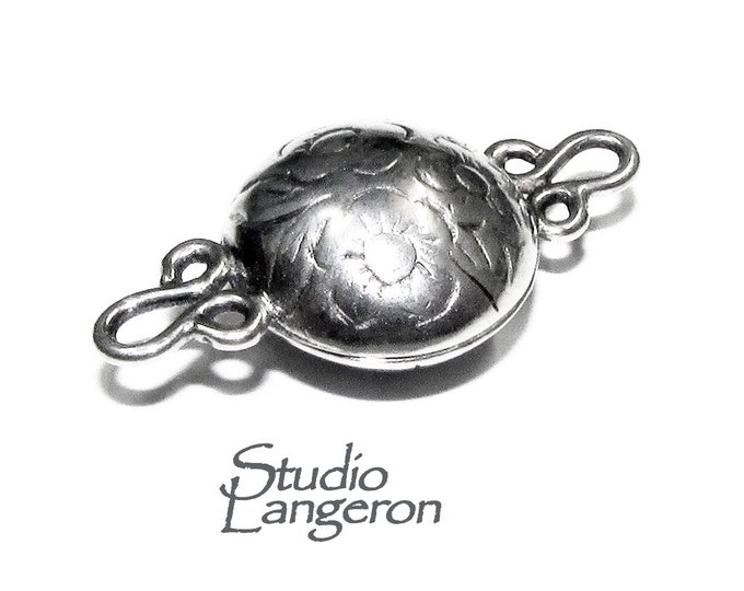 925 Sterling Silver Button Padlock Magnetic Clasp, Magnetic clasp, Silver clasp, Round clasp, Jewelry making, 925 silver clasp - 1 piece