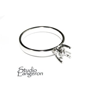 925 sterling silver blank ring with 4-prong setting 6 mm size 4-11, silver ring, Jewelry making, base ring, Setting, Prong setting - 1 piece