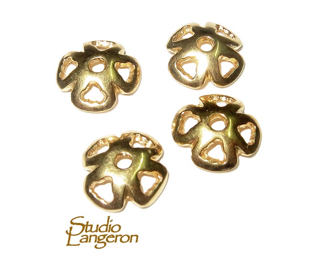 14K Yellow gold filled decorative bead caps, bead cap, gold filled, flower bead caps, Jewelry making, Gold filled bead caps - 1 piece