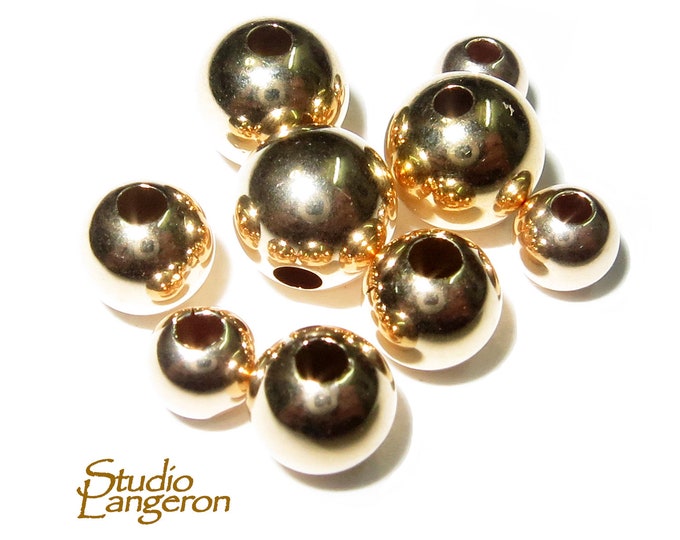 9K solid gold seamless round beads size 2.0-12.0 mm, solid gold beads, round beads, Jewelry making, 9K solid gold, Gold beads - 1 piece