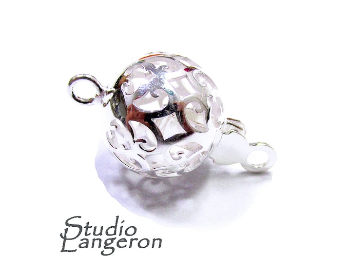 925 Sterling Silver Round Filigree Clasp size 10 mm, Silver bead clasp, Jewelry making, 925 Sterling silver, Filigree round clasp - 1 piece