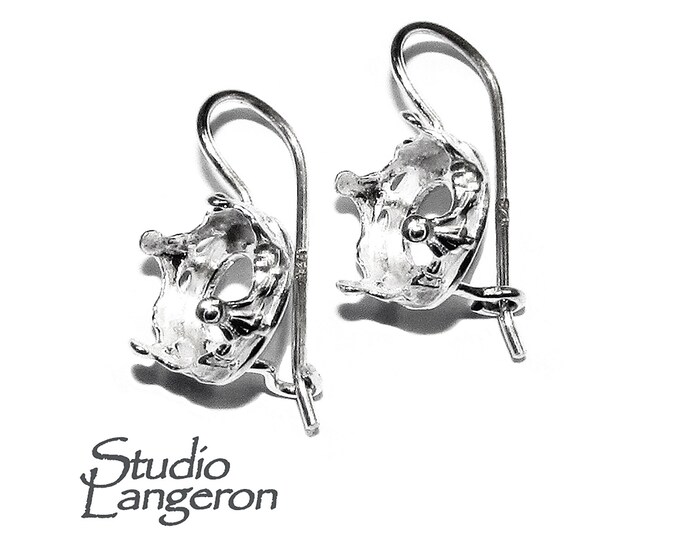8 mm size 925 sterling silver blank earrings with bezel cup, earring, bezel cup, base earrings, Setting, Jewelry making - 1 pair (2 piece)