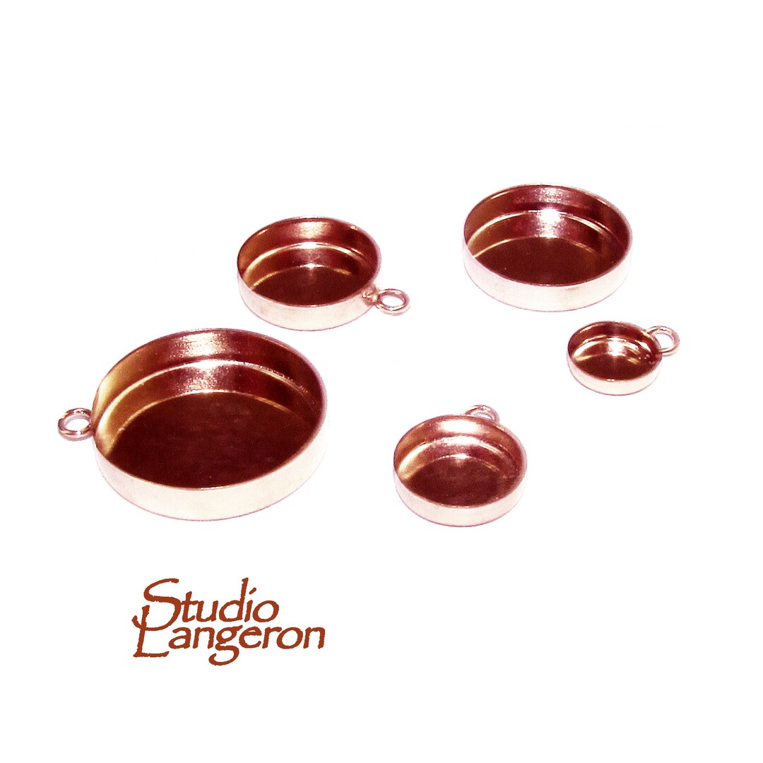 14K Solid Rose Gold Bezel Cups Size 3, 4, 5, 6, 8, 10 Mm, Bezel Cup