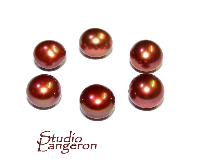 8 mm brown pearls half-drilled Cabochon, Natural Pearl, brown pearls Gemstone, Round pearl, Jewelry making, ring, earrings - 1 piece