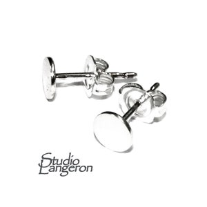 925 Sterling Silver Ear Post with Pad size 3 - 12 mm, Earring Backs Included, Blank earrings, Jewelry making, Earrings - 1 pair (2 pieces)