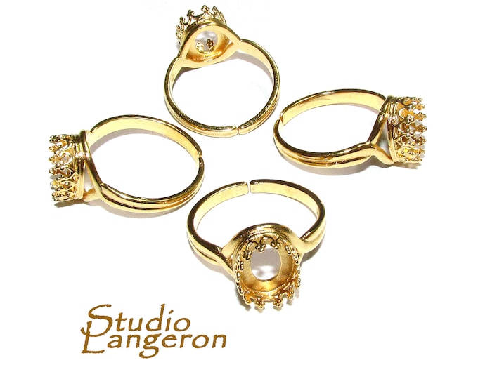 14K Yellow gold filled open blank ring with bezel cup 8x10 mm, base ring, Setting, bezel cup, jewelry making, ring gold filled - 1 piece