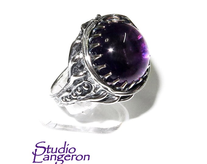 Statement amethyst ring 925 sterling silver size 7, Handmade ring, single copy, 925 sterling silver, Natural amethyst, silver ring, gemstone