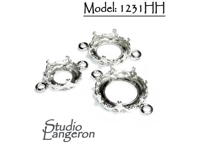 925 Sterling Silver Round Bezel Cup with 2 closed rings, sizes 8-24mm, Bezel cup, Setting, Jewelry making, Bracelet, Connector - 1 piece
