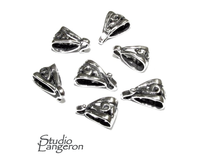925 Sterling silver delicate filigree Pendant Bails with hook, Bail with hook, sterling silver Bail, Bail finding, Jewelry making - 1 piece