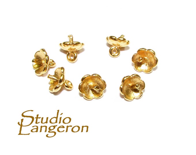 14K Yellow Gold Filled Screw Eye Pearl Component Mounting, gold filled, bead caps, Jewelry making, Gold filled bead caps - 1 piece