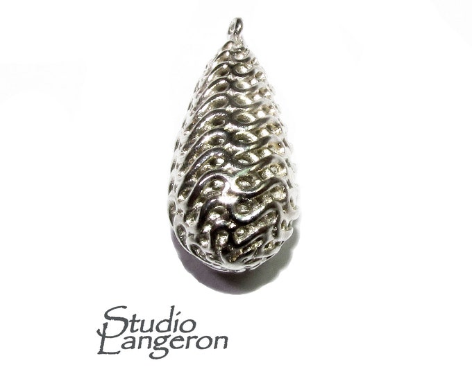 925 sterling silver shiny Drop beads size 22x9 mm, Drop filigree beads, Jewelry making, silver round beads, Drop beads - 1 piece