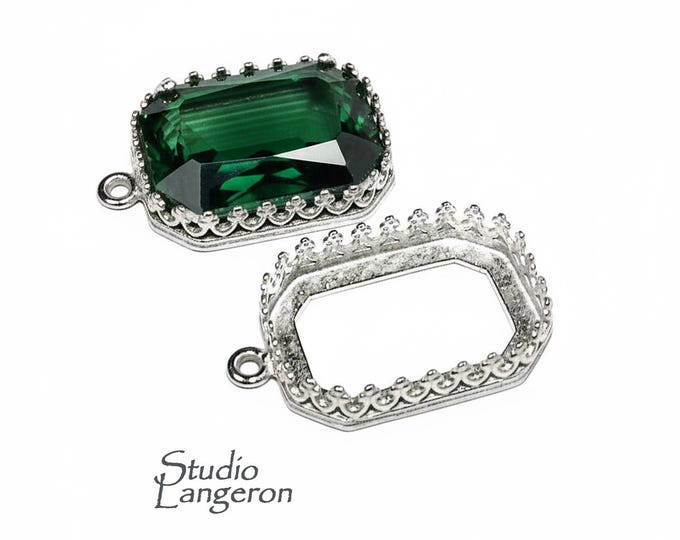 925 Sterling Silver Octagon Bezel Cups size 13x18 mm with closed ring, Bezel cup, Setting, Jewelry making, Blank Pendant - 1 piece