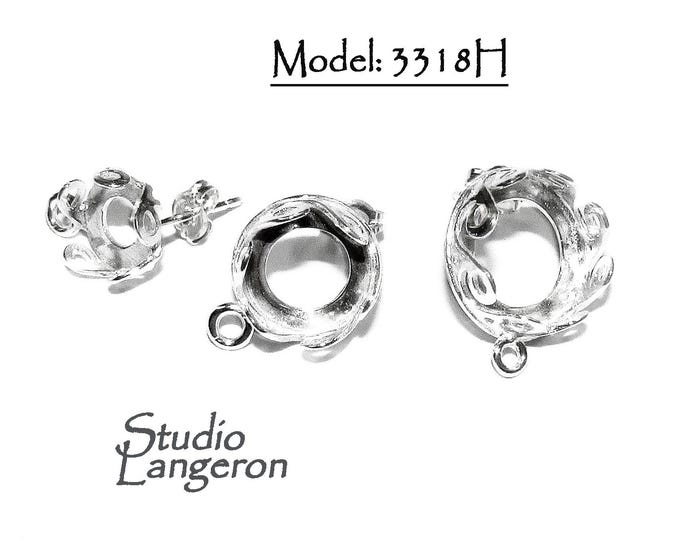 925 Sterling Silver Blank earrings size 8, 10, 12mm with closed ring, Bezel cup, Jewelry making, Base earrings, Mounting - 1 pair (2 pieces)