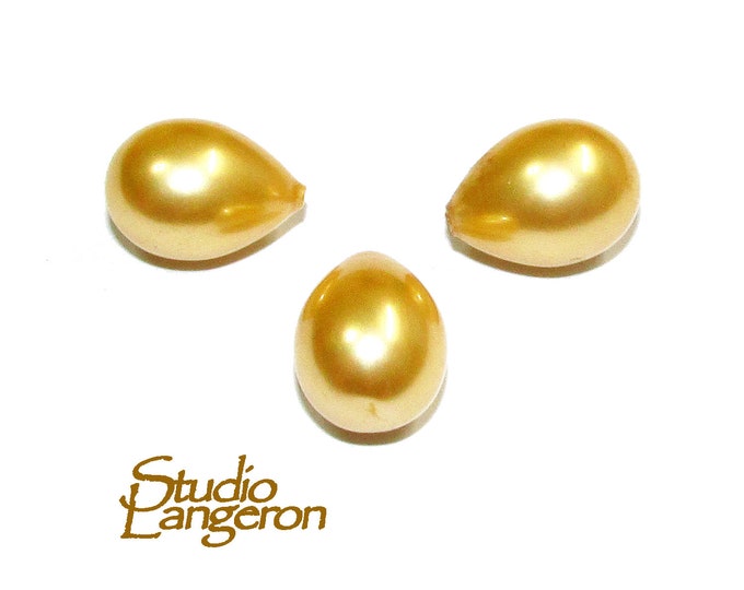 Natural Sea shell pearl Teardrop half drilled Beads size 16x12 mm, Natural shell pearl Matching Half Drilled Beads, Jewelry making - 1 piece